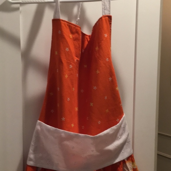 Darling vintage orange floral eyelet lace apron​ - Picture 2 of 8